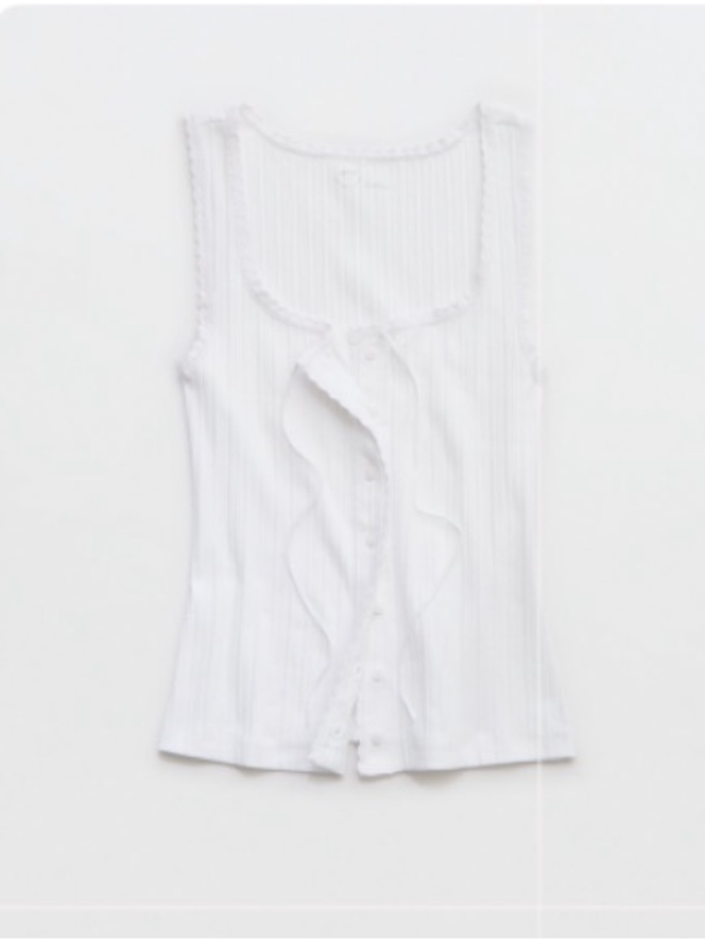 aerie White Ribbed Button-Front Camisole